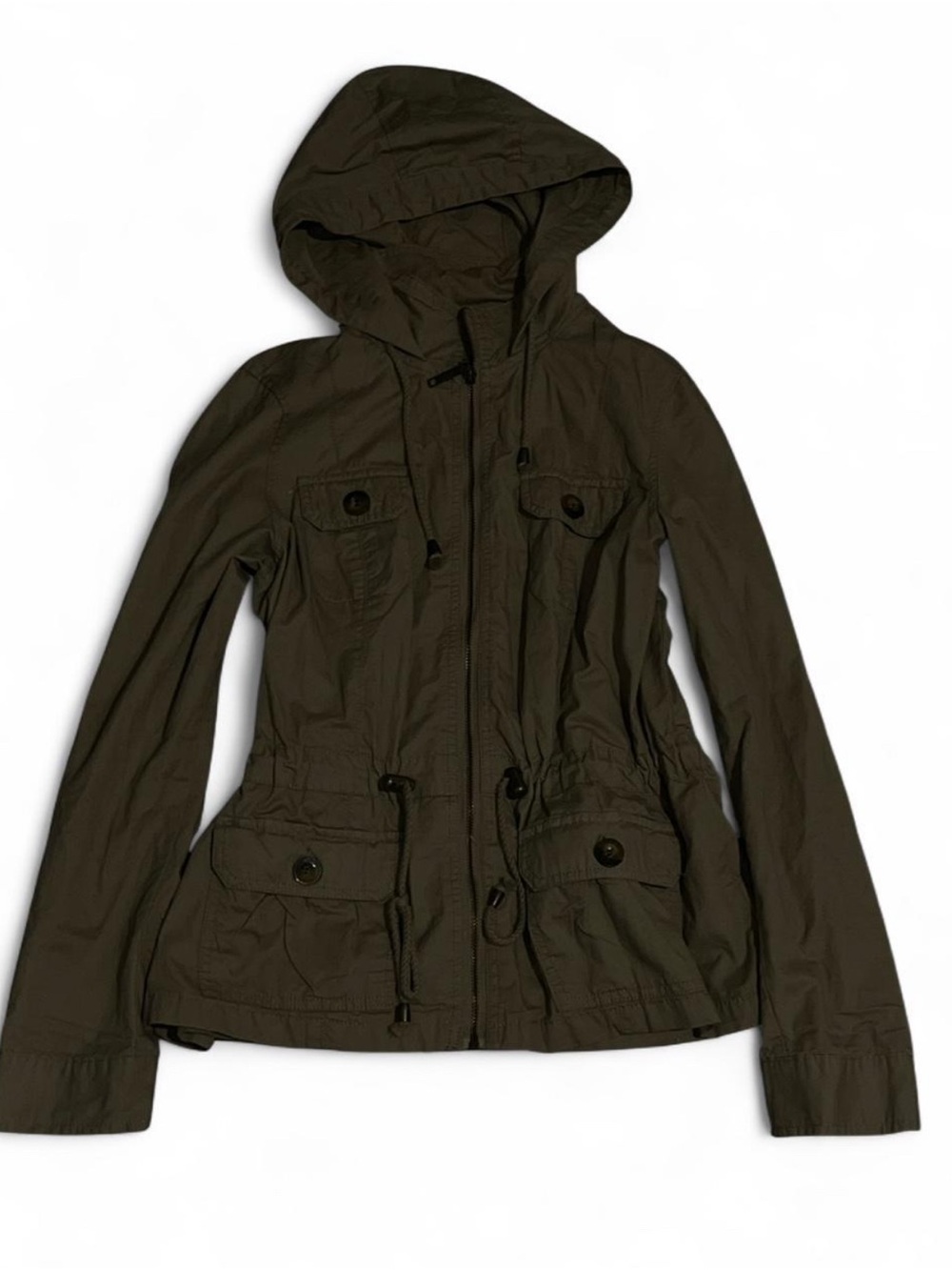 Women's Hooded Anorak Jacket - Olive Green